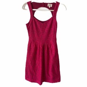 Anthropologie Deletta Size XS Sleeveless Pink Eyelet Floral Lined Dress